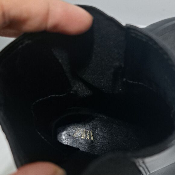 Zara Elegant Sexy Moto Boho Goth Geometrical Heel Ankle Boots Size 39 US 8 Black - Picture 11 of 15